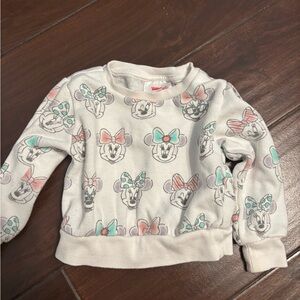 Disney Kids Minnie Mouse Sweatshirt - White with Pink and Green Accents 18 month